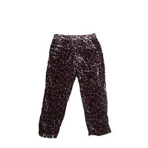 J Crew Sz 8 Blush lavender & Black leopard velvet print pants pockets slacks